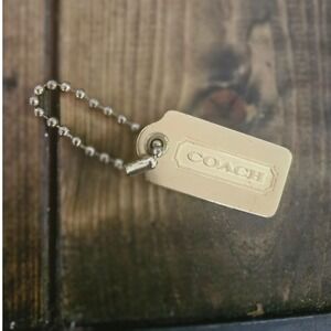 Coach Gold-Tone Metal Keychain Tag with Ball‎ Chain